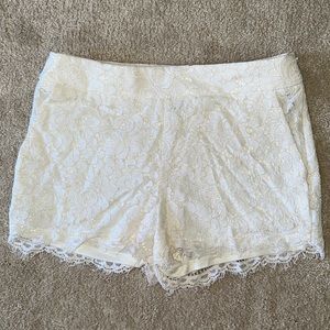 White lace shorts